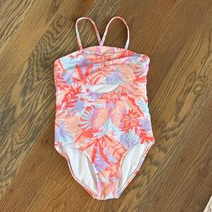 Girls One-Piece Swimwear - Coral Floral Print 🍕